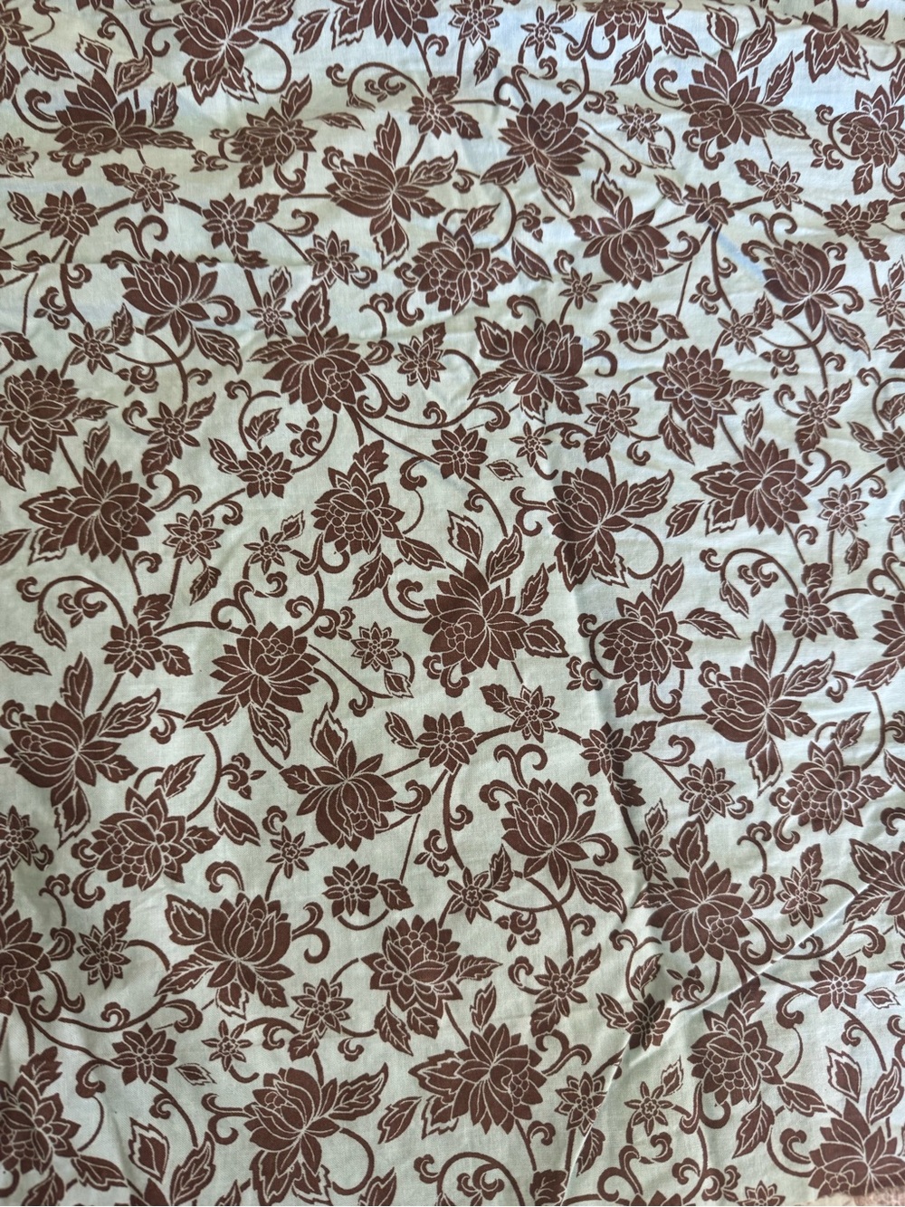 Brown Floral Print Fabric light blue. 22in by 5 1/4 ft